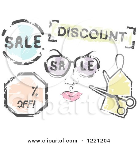 Clipart of Grungy Sales Icons - Royalty Free Vector Illustration by BNP Design Studio