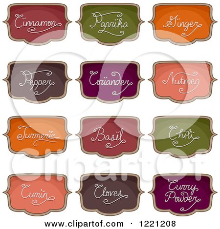 Clipart of Colorful Organizational Herb and Spice Labels - Royalty Free Vector Illustration by BNP Design Studio