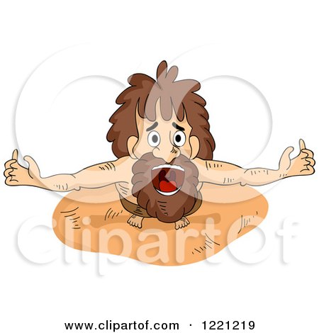 Clipart of a Castaway Man Screaming Upwards for Help - Royalty Free Vector Illustration by BNP Design Studio