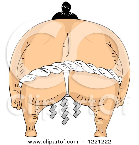 Clipart of a Rear View of a Sumo Wrestler - Royalty Free Vector Illustration by BNP Design Studio