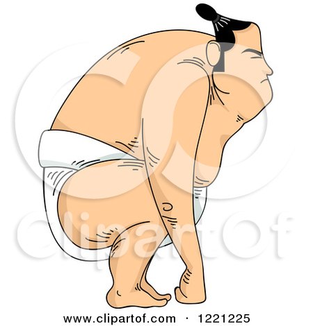 Clipart of a Sumo Wrestler in Profile - Royalty Free Vector Illustration by BNP Design Studio