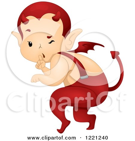 Clipart of a Cute Little Devil Tip Toeing - Royalty Free Vector Illustration by BNP Design Studio