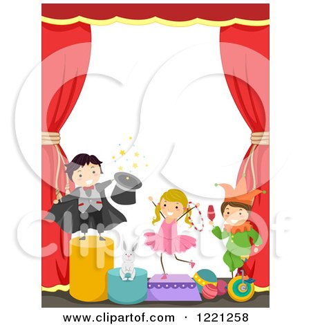 Clipart of Circus Kids on Stage - Royalty Free Vector Illustration by BNP Design Studio