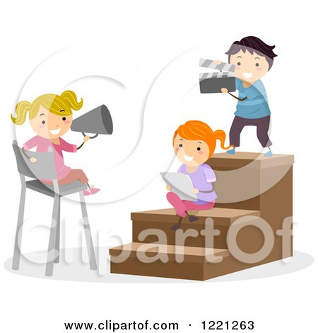 Clipart of Children Playing in a Theater - Royalty Free Vector Illustration by BNP Design Studio