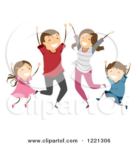 Clipart of a Happy Family Jumping and Celebrating - Royalty Free Vector Illustration by BNP Design Studio