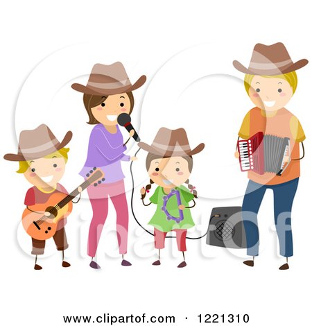 Clipart of a Happy Family Singing and Playing Country Music - Royalty Free Vector Illustration by BNP Design Studio