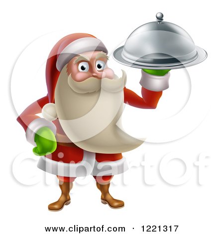 Clipart of a Young Santa Claus Holding a Food Platter - Royalty Free Vector Illustration by AtStockIllustration