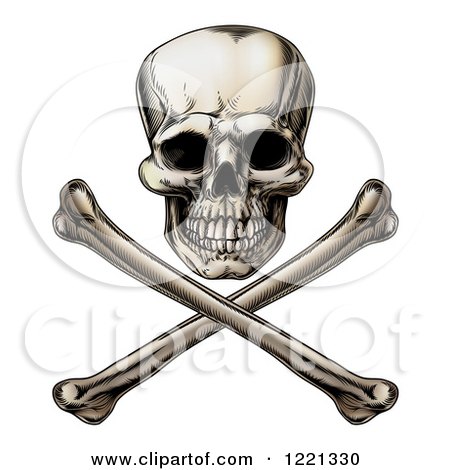 Clipart of a Jolly Roger Skull and Crossbones - Royalty Free Vector Illustration by AtStockIllustration