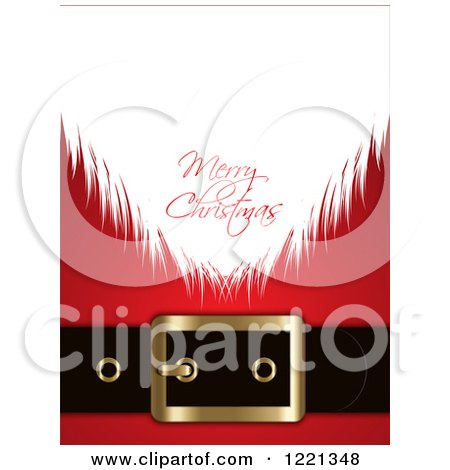 Clipart of a Merry Christmas Greeting on Santas Beard Against His Suit - Royalty Free Vector Illustration by KJ Pargeter