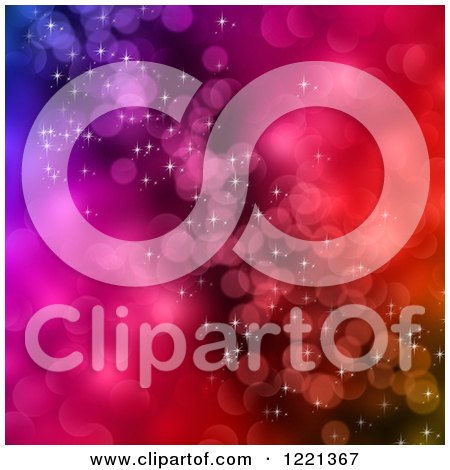 Clipart of a Colorful Bokeh Flare Background with Stars - Royalty Free Illustration by KJ Pargeter