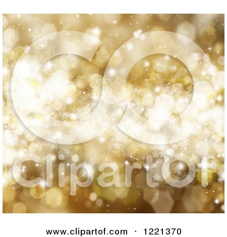 Clipart of a Golden Christmas Background of Stars Flares and Bokeh 2 - Royalty Free Illustration by KJ Pargeter