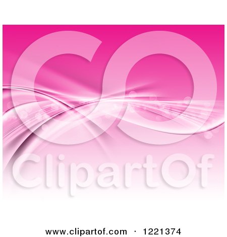 Clipart of a Dynamic Background of Flowing Waves and Flares on Pink - Royalty Free Illustration by KJ Pargeter