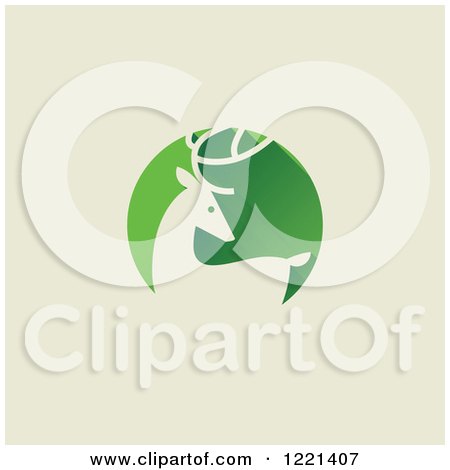 Clipart of a Deer Buck in a Green Circle on Tan - Royalty Free Vector Illustration by elena