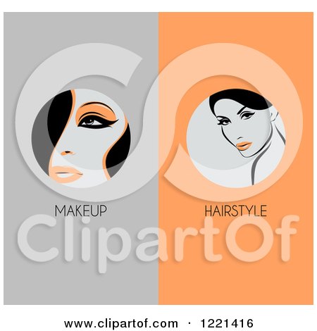 Clipart of Panels of Retro Women with Makeup and Hairstyle Text - Royalty Free Vector Illustration by elena