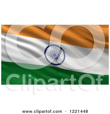 Clipart of a 3d Waving Flag of India with Rippled Fabric - Royalty Free Illustration by stockillustrations