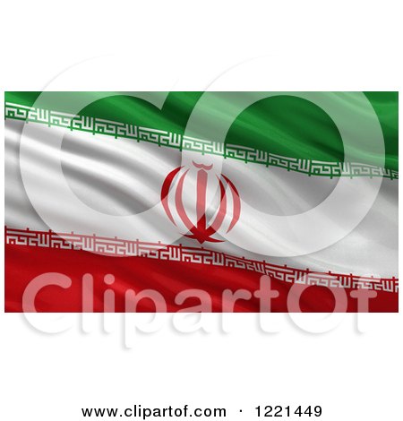 Clipart of a 3d Waving Flag of Iran with Rippled Fabric - Royalty Free Illustration by stockillustrations