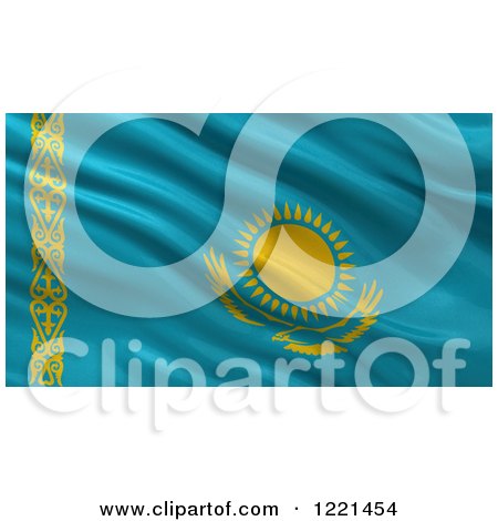 Clipart of a 3d Waving Flag of Kazakhstan with Rippled Fabric - Royalty Free Illustration by stockillustrations