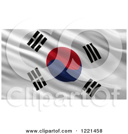 Clipart of a 3d Waving Flag of South Korea with Rippled Fabric - Royalty Free Illustration by stockillustrations