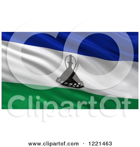 Clipart of a 3d Waving Flag of Lesotho with Rippled Fabric - Royalty Free Illustration by stockillustrations
