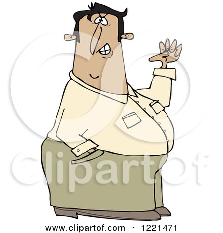 Clipart of a Half Defiant Man Holding up a Fist - Royalty Free Vector Illustration by djart
