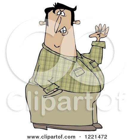 Clipart of a Half Defiant Man with One Hand in His Pocket and the Other in a Fist - Royalty Free Illustration by djart