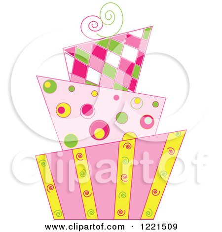 Clipart of a Modern Funky Patterned Wedding or Birthday Cake - Royalty Free Vector Illustration by Pams Clipart