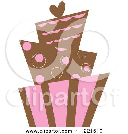 Clipart of a Modern Funky Pink and Brown Wedding or Birthday Cake - Royalty Free Vector Illustration by Pams Clipart