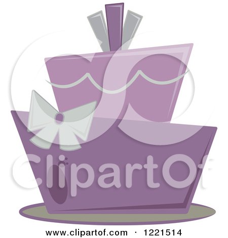 Clipart of a Funky Modern Purple and Gray Wedding or Birthday Cake - Royalty Free Vector Illustration by Pams Clipart