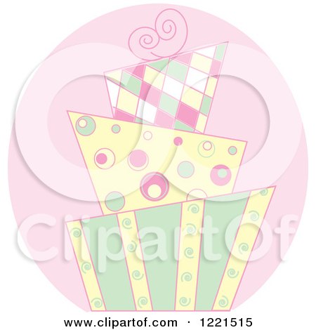 Clipart of a Modern Pastel Funky Patterned Wedding or Birthday Cake - Royalty Free Vector Illustration by Pams Clipart