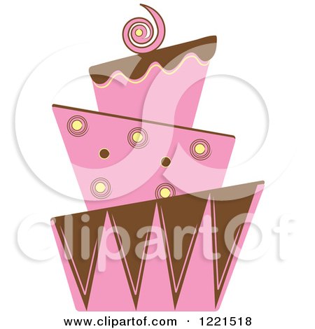 Clipart of a Modern Funky Pink and Brown Wedding or Birthday Cake 2 - Royalty Free Vector Illustration by Pams Clipart
