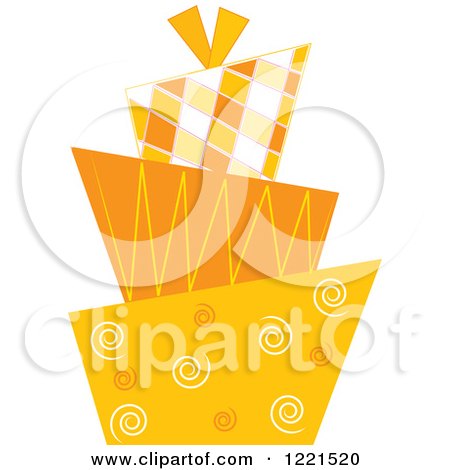 Clipart of a Modern Funky Orange Patterned Wedding or Birthday Cake - Royalty Free Vector Illustration by Pams Clipart