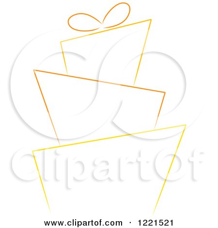 Clipart of a Yellow and Orange Funky Wedding or Birthday Cake Sketch - Royalty Free Vector Illustration by Pams Clipart