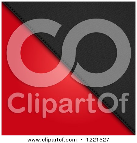 Clipart of a Diagonal Split Between 3d Black and Red Leather - Royalty Free Vector Illustration by elaineitalia