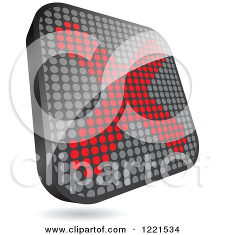 Clipart of a Floating Reflective Red and Gray X Icon Made of Dots - Royalty Free Vector Illustration by Andrei Marincas