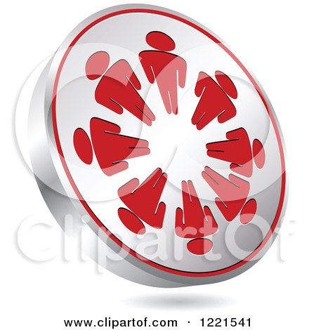 Clipart of a 3d Floating Silver and Red People Teamwork Icon - Royalty Free Vector Illustration by Andrei Marincas