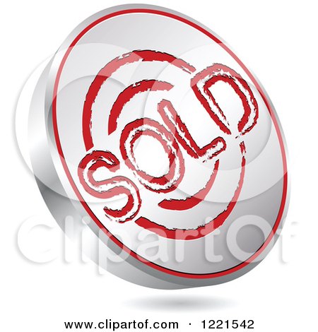 Clipart of a 3d Floating Silver and Red Sold Icon - Royalty Free Vector Illustration by Andrei Marincas