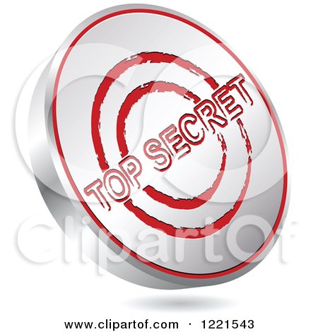 Clipart of a 3d Floating Silver and Red Top Secret Icon - Royalty Free Vector Illustration by Andrei Marincas
