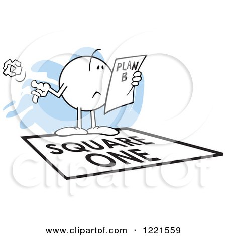 Clipart of a Moodie Character Back at Square One with Plan B - Royalty Free Vector Illustration by Johnny Sajem