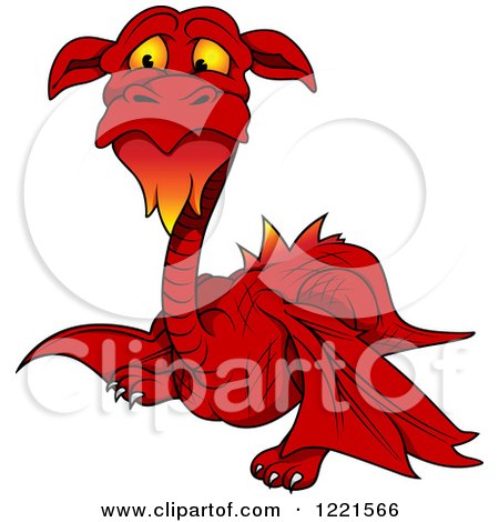 Clipart of a Red Dragon with a Beard - Royalty Free Vector Illustration by dero