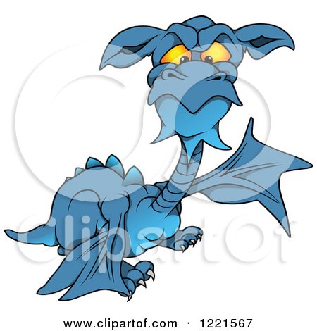Clipart of a Blue Dragon with a Beard - Royalty Free Vector Illustration by dero