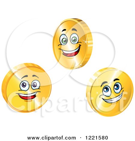 Clipart of Happy Gold Coin Characters - Royalty Free Vector Illustration by Vector Tradition SM