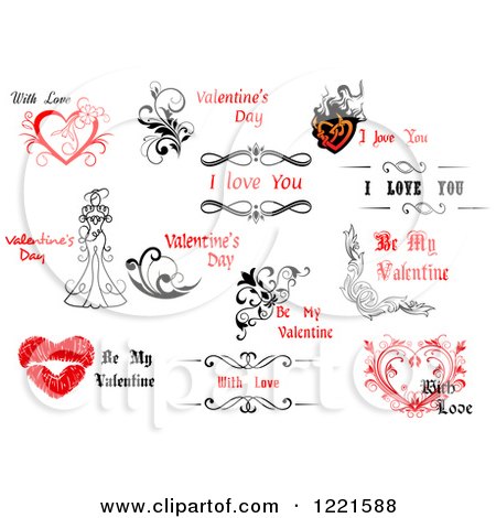 Clipart of Valentine Items And Text - Royalty Free Vector Illustration by Vector Tradition SM