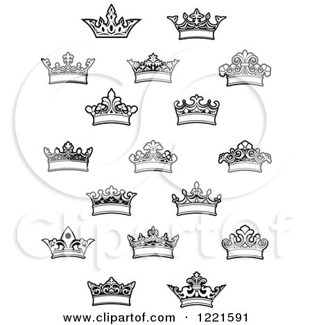 Clipart of Black and White Crowns 2 - Royalty Free Vector Illustration by Vector Tradition SM