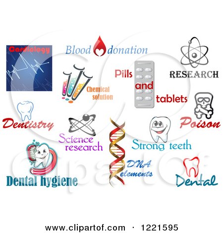 Clipart of Medical Science and Dental Designs and Text 3 - Royalty Free Vector Illustration by Vector Tradition SM