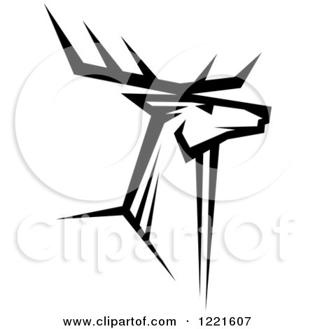 Clipart of a Black and White Deer with Antlers 5 - Royalty Free Vector Illustration by Vector Tradition SM