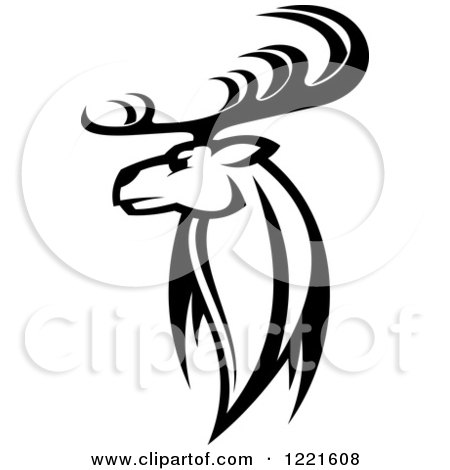 Clipart of a Black and White Deer with Antlers 6 - Royalty Free Vector Illustration by Vector Tradition SM