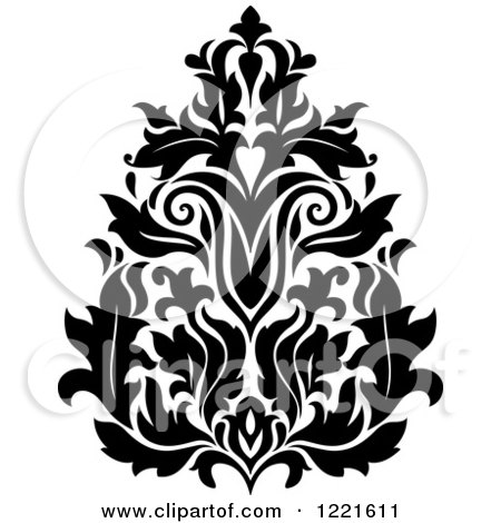 Clipart of a Black and White Floral Damask Design 6 - Royalty Free Vector Illustration by Vector Tradition SM