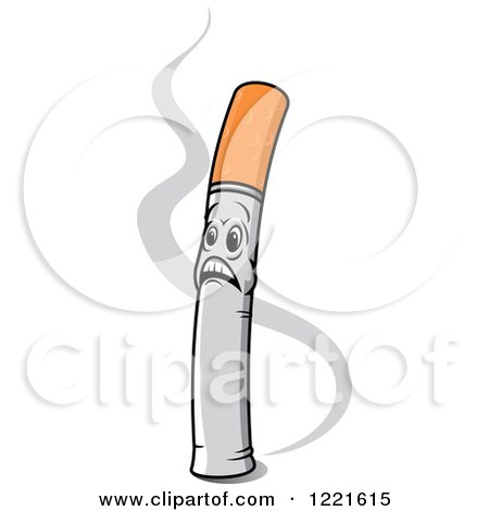 Clipart of a Shocked Cigarette Character with Smoke - Royalty Free Vector Illustration by Vector Tradition SM