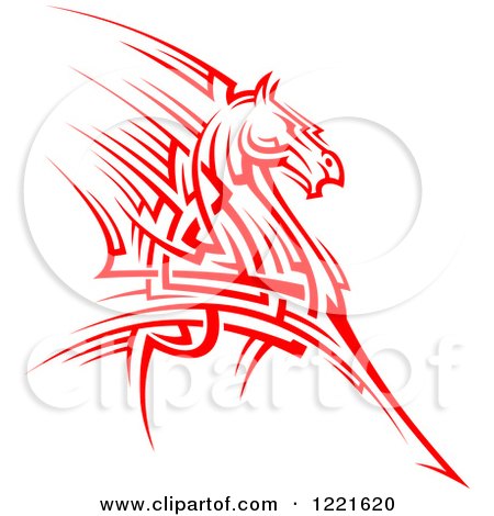 Clipart of a Red Running Tribal Horse 2 - Royalty Free Vector Illustration by Vector Tradition SM