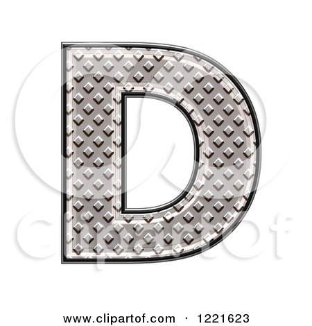 Clipart of a 3d Diamond Plate Capital Letter D - Royalty Free Illustration by chrisroll